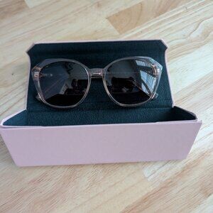 Warby Parker Nancy Sunglasses – Polished Crystal Pink with Gradient Lenses + Cas